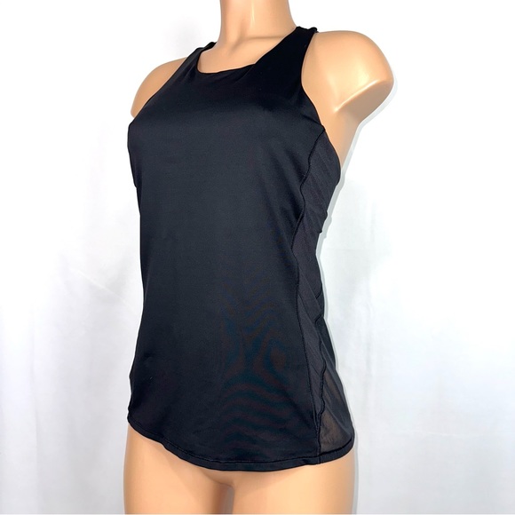 Lululemon Women’s Sz 8 Body Con Tank Top W/ Shelf Bra Black Activewear Mesh Back - Picture 9 of 15
